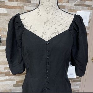 Something Navy Black peplum top linen blend Sz L